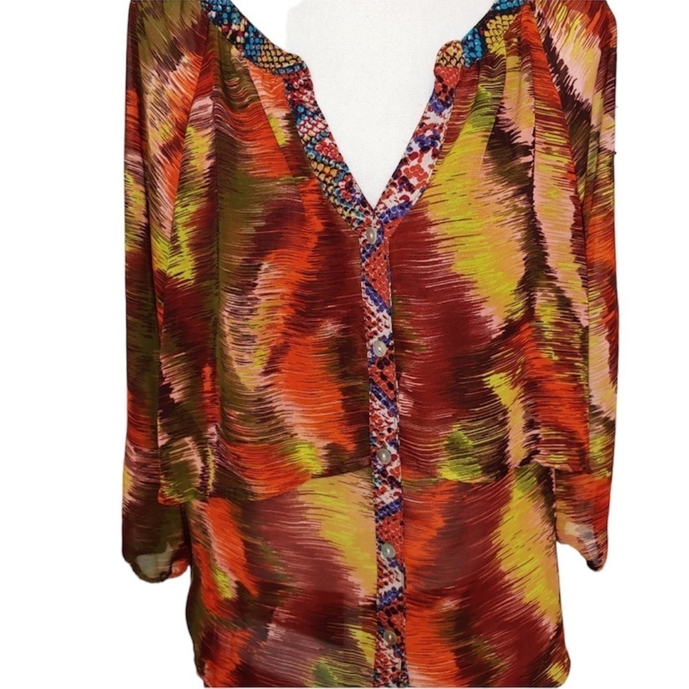 Figueroa & Flower Semi Sheer Tunic Blouse XL